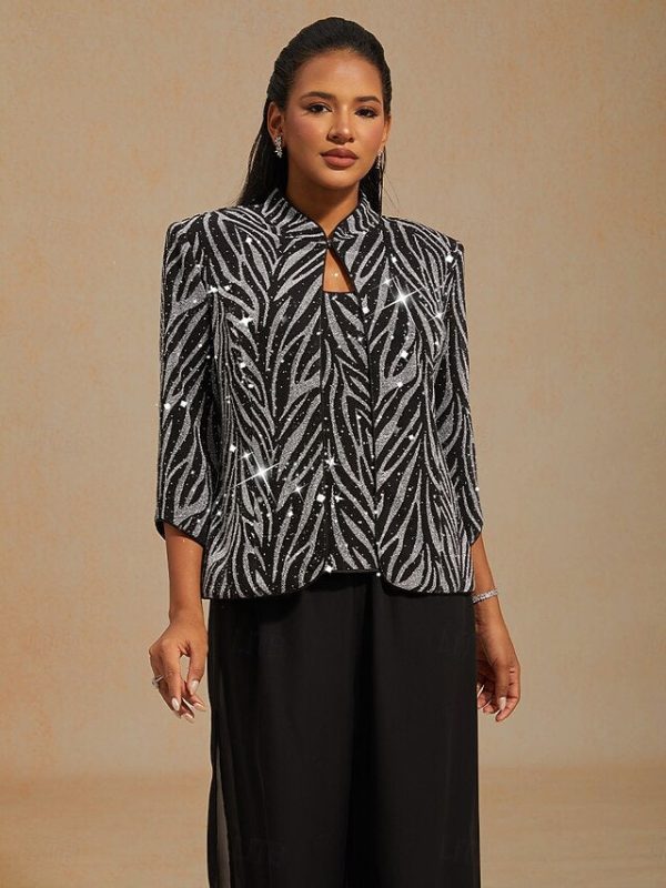 Women's Dressy Tops Floral Paisley Embroidered Elegant 3/4 - Image 17