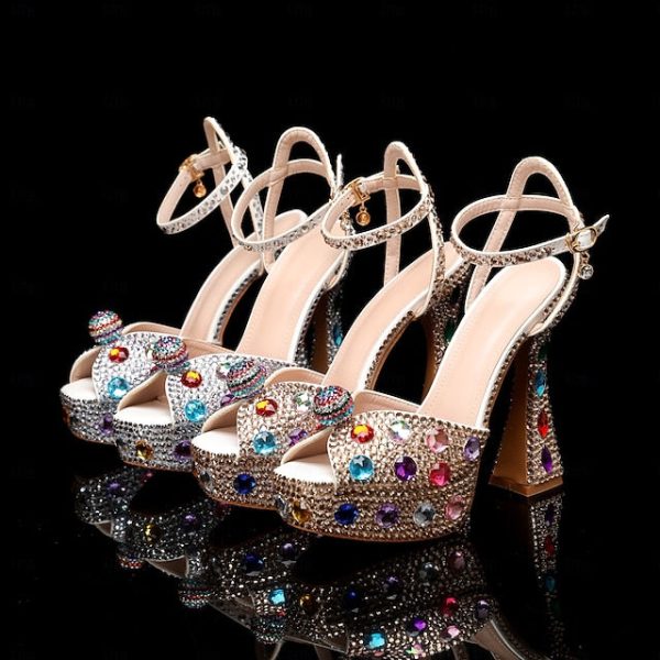 Colorful Rhinestone Sparkly Platform Women's Sandals - Image 5