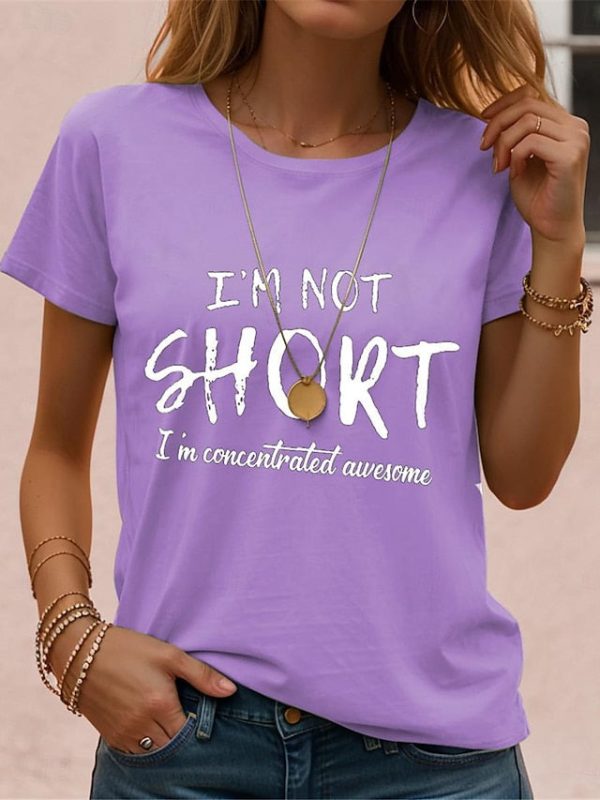 Women's T shirt Casual Funny Quote Crew Neck Black White - Image 7