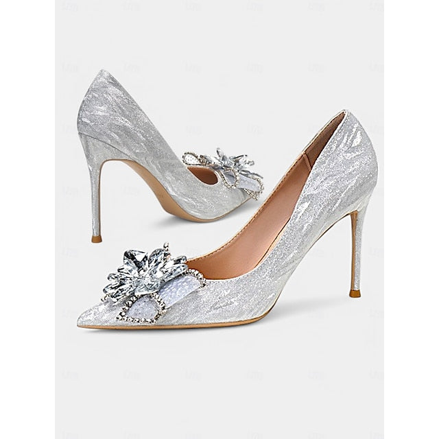 Silver Glitter Sparkling Heels Women Wedding for High Shoes - Image 4