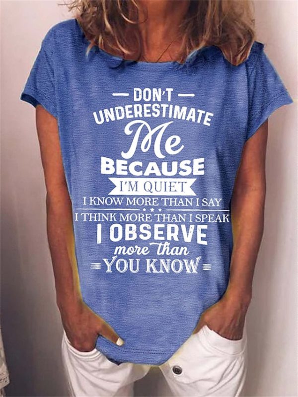 Women's T Shirt Print Letter Text Funny Slang Basic Short - Image 4