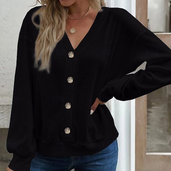 Women's Casual Shirt Button Up Shirt Blouse Patchwork - Image 6