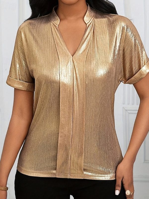 Women's Shirt Velvet Elegant Dressy Plain Stylish Modern - Image 4
