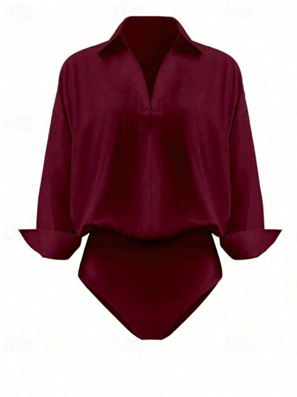 Women's Shirt Blouse Plain Stylish Basic Casual Long Sleeve - Image 16