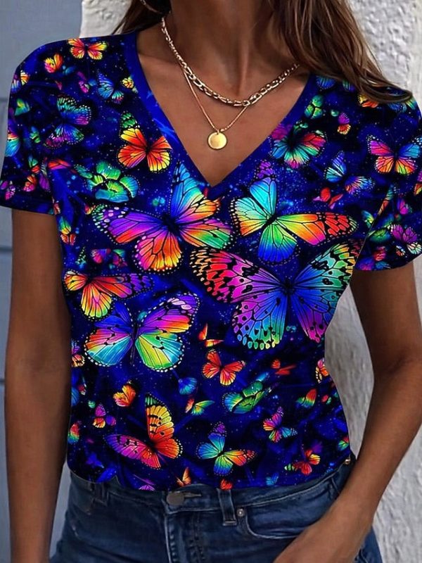 Women's T Shirt Print Graphic Leopard Butterfly Bohemia - Image 6