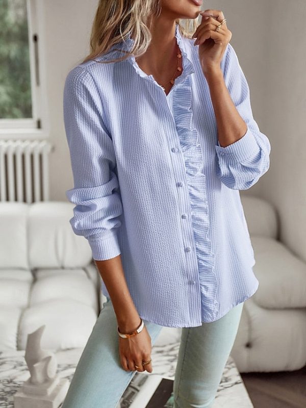 Women's Casual Shirt Button Up Shirt Blouse Buttons Print - Image 12