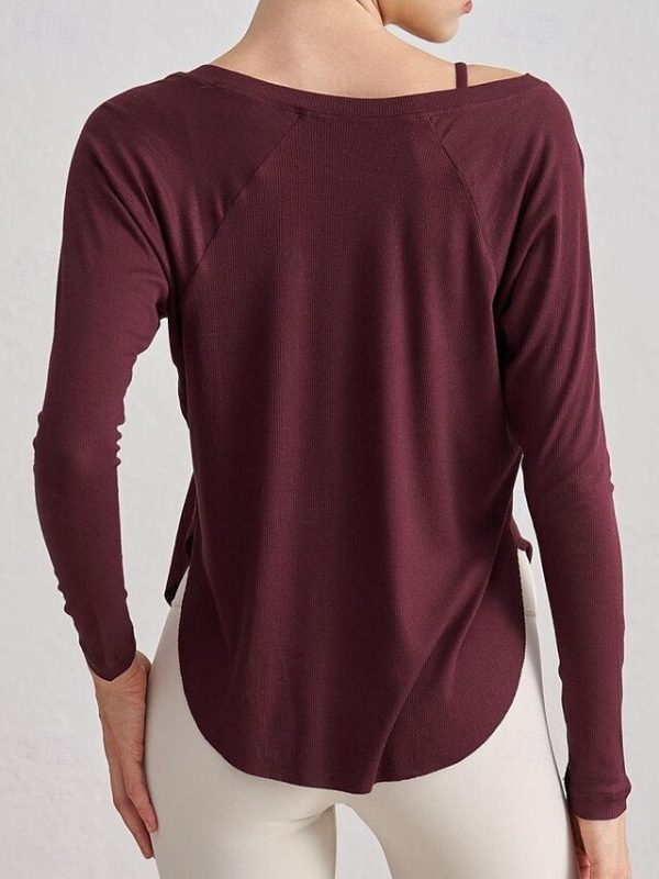 Women's Raglan T Shirt Sports T-Shirt Knit Tee Textured - Image 4