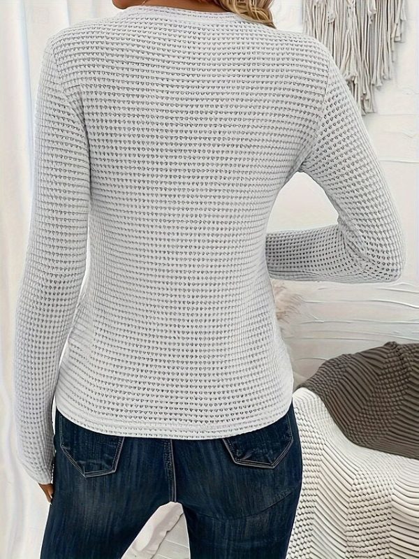 Women's T Shirt Cut Out Plain Fashion Modern Casual Long - Image 8