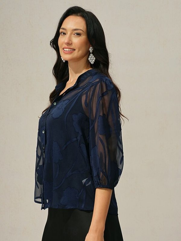 Women's Blouse Button-Up Shirt with Camisole Floral - Image 6