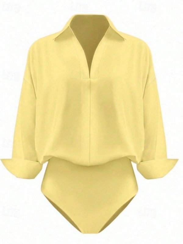 Women's Shirt Blouse Plain Stylish Basic Casual Long Sleeve - Image 13