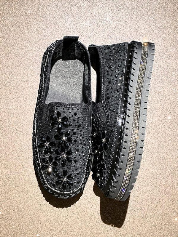 Embellished Sneakers Slip-On with Women's Mesh Rhinestone - Image 3