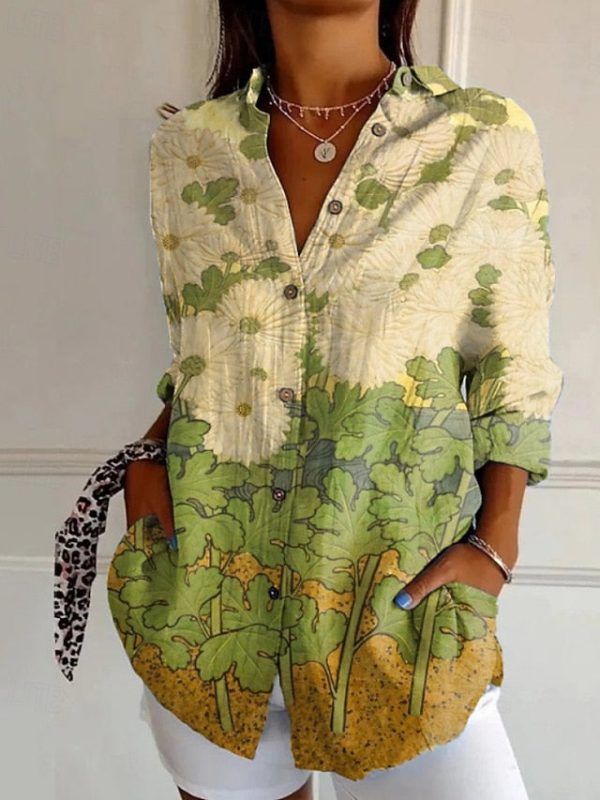 Women's Shirt Boho Shirt Blouse Print Flower Modern Boho - Image 6