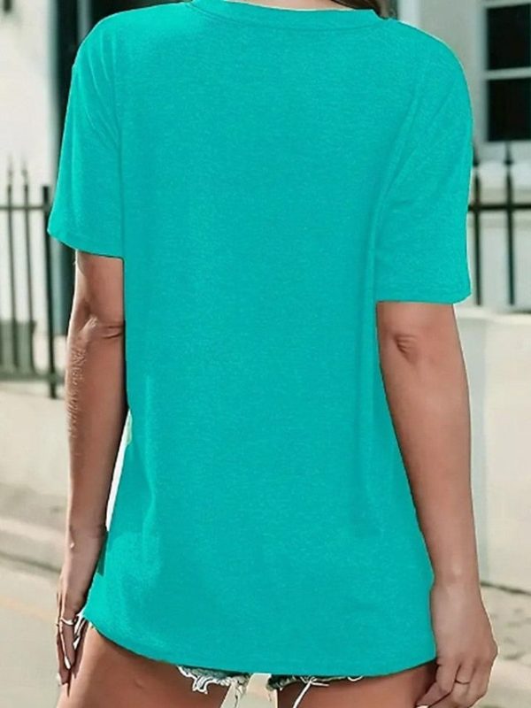 Women's 100% Cotton T Shirt Basic Dog Letter Print Short - Image 2