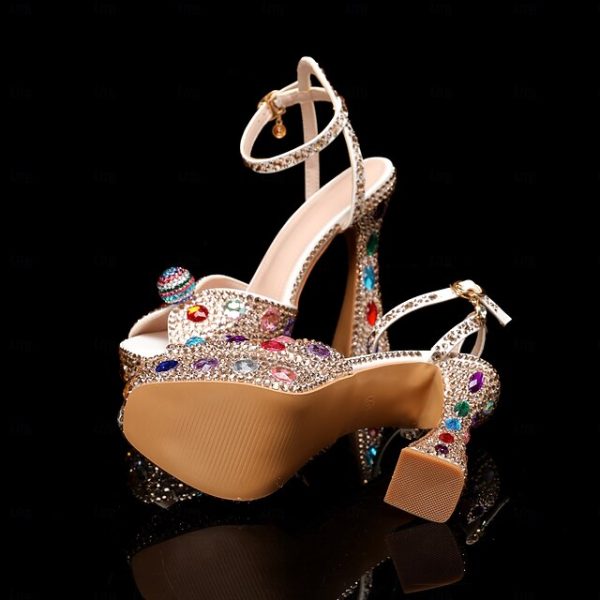 Colorful Rhinestone Sparkly Platform Women's Sandals - Image 4