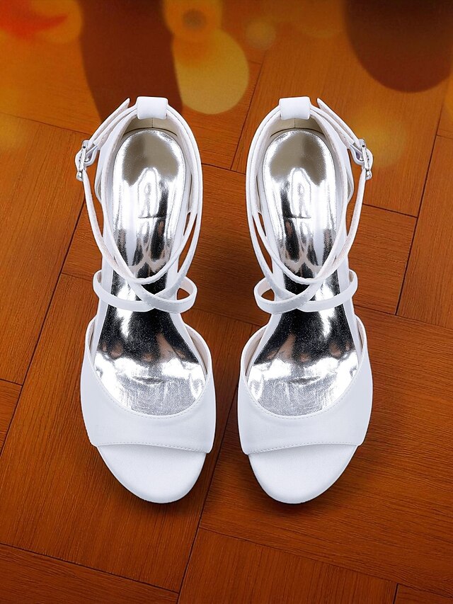 Strap Elegant Block - Satin Sandals with Ankle Women