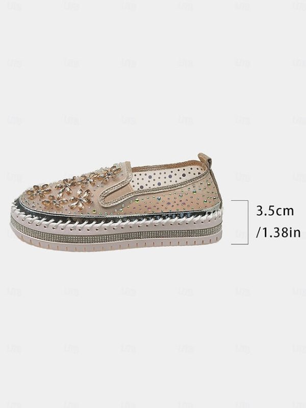 Embellished Sneakers Slip-On with Women's Mesh Rhinestone - Image 8