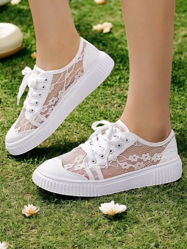 Casual Sneakers Floral Wedding Women Shoes Lace for Bridal