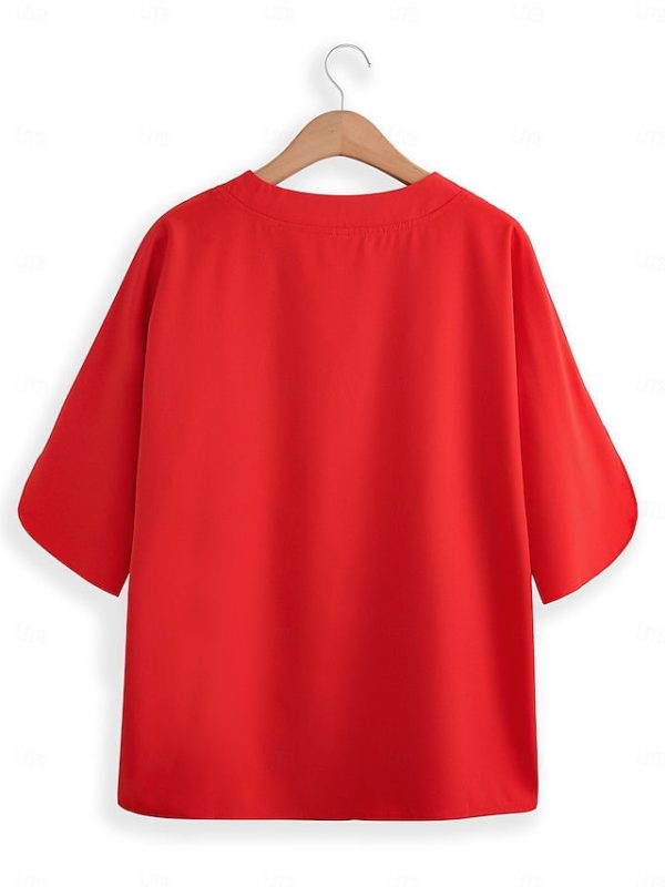 Blouse Dressy Tops Women's Black White Yellow Solid / Plain - Image 5