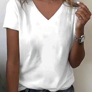 Women's 100% Cotton T Shirt Fashion Basic Casual Short