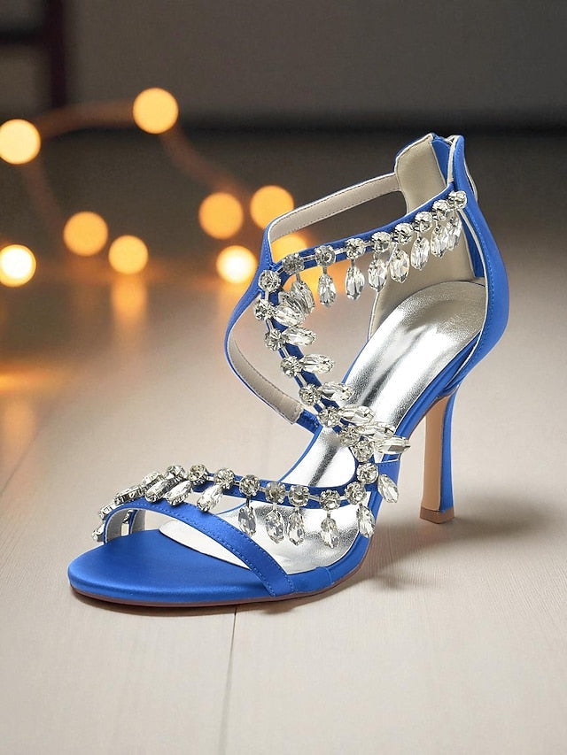 with Sandals Heel Rhinestone White Women