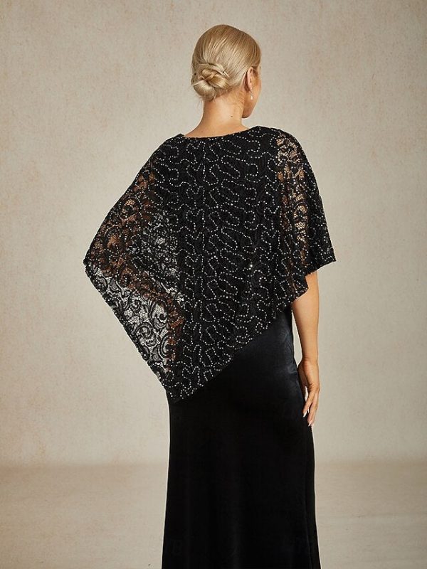 Women's Poncho Dressy Tops Lace Tops Evening Tops Sequins - Image 2