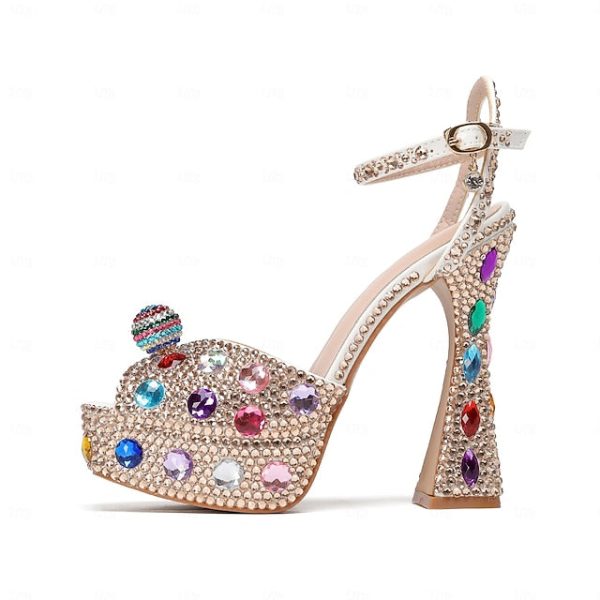 Colorful Rhinestone Sparkly Platform Women's Sandals - Image 7