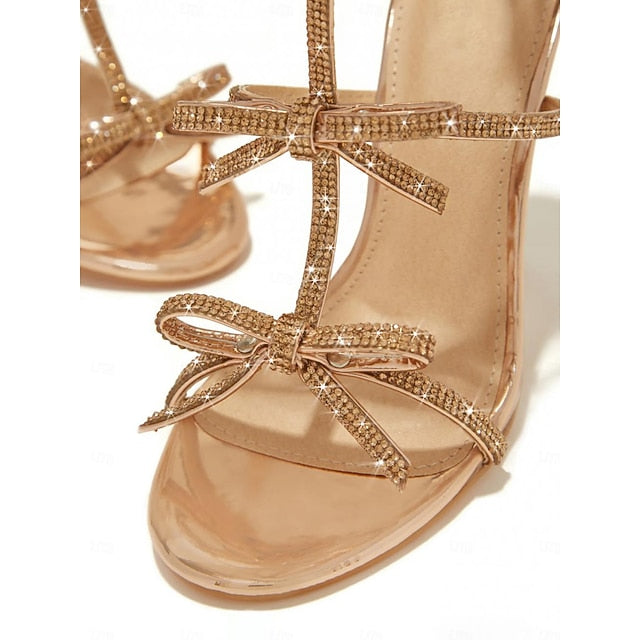 Sparkly Sandals Knot Strappy Bow Women