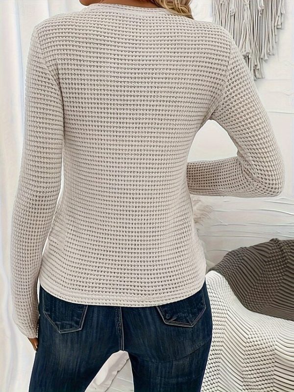 Women's T Shirt Cut Out Plain Fashion Modern Casual Long - Image 3