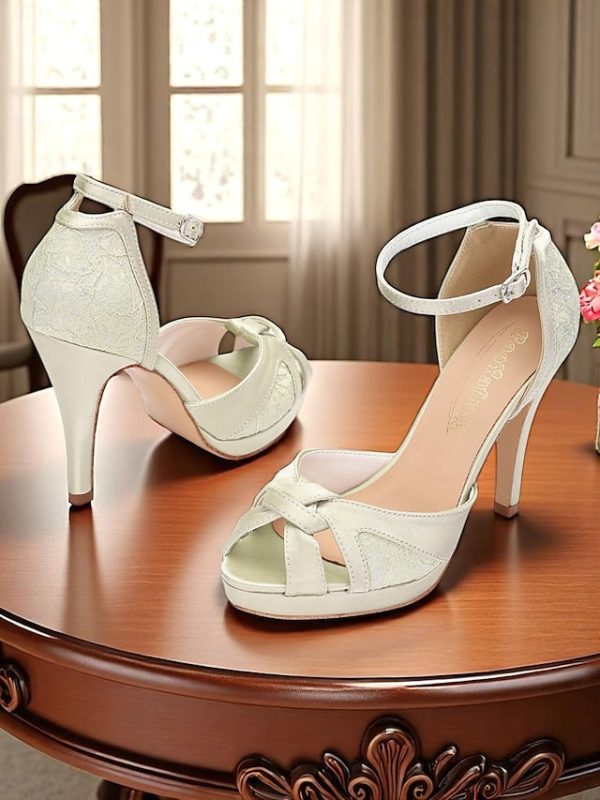 Women's Peep Pink Sandals Satin Elegant High with Heel Toe - Image 16