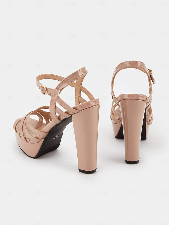 Strappy Nude Sandals C for Heel High Platform Women - Image 4