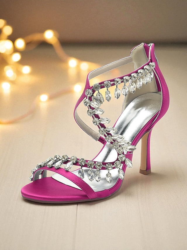 with Sandals Heel Rhinestone White Women