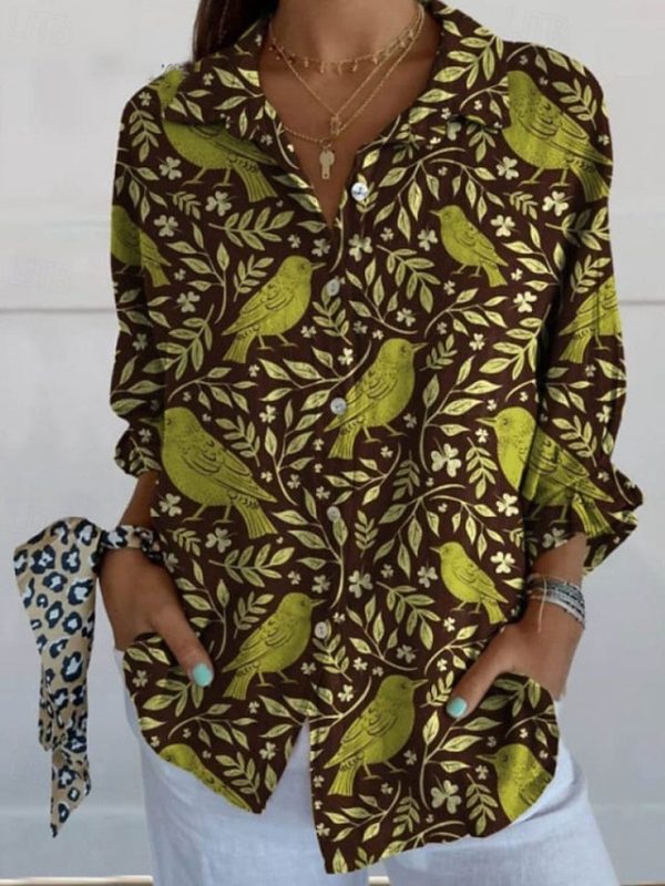 Women's Shirt Boho Shirt Blouse Print Flower Modern Boho - Image 4