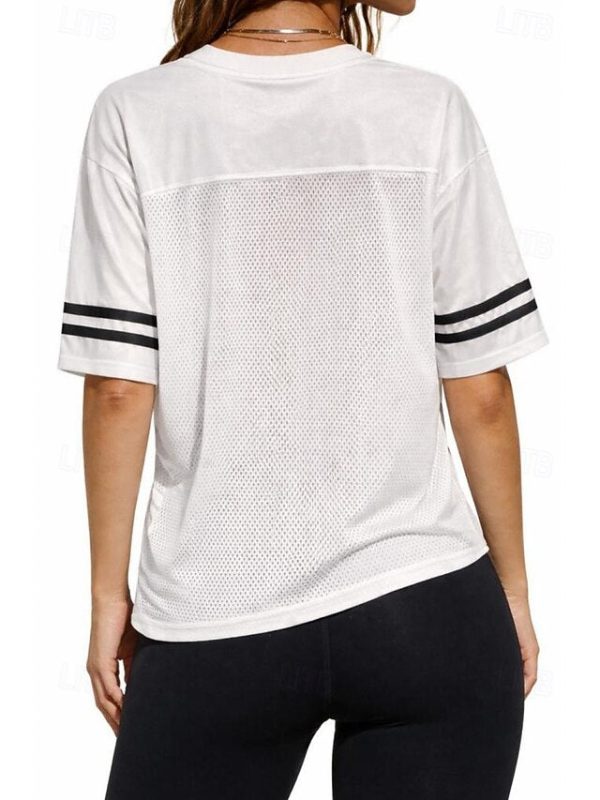 Women's Oversized Sports T-Shirt Y2K Color Block Cut Out - Image 4