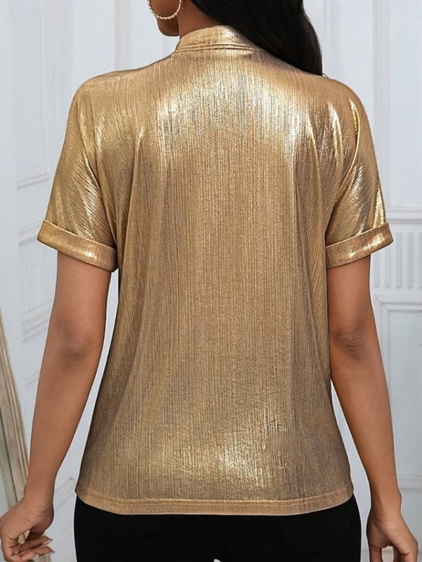Women's Shirt Velvet Elegant Dressy Plain Stylish Modern - Image 5