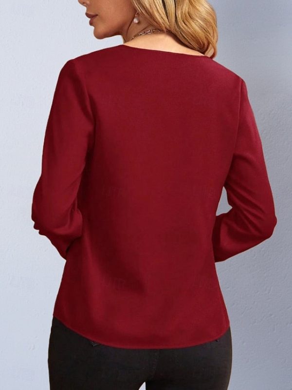 Women's Shirt Satin Shirt Casual Shirt Plain Vintage - Image 17