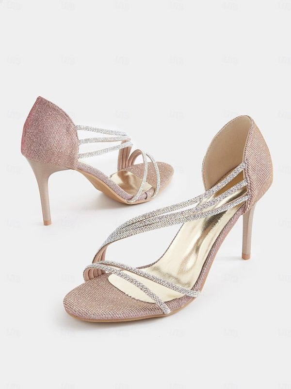 Strappy High Heel for Women Rhinestone Crystal Sandals - Image 5