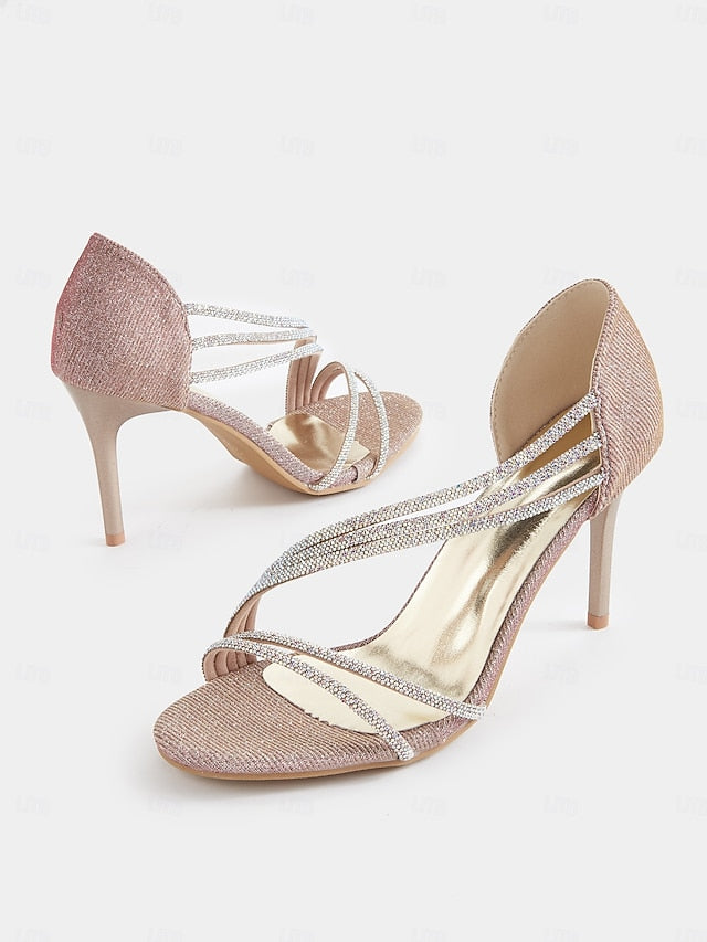 Strappy High Heel for Women Rhinestone Crystal Sandals - Image 5