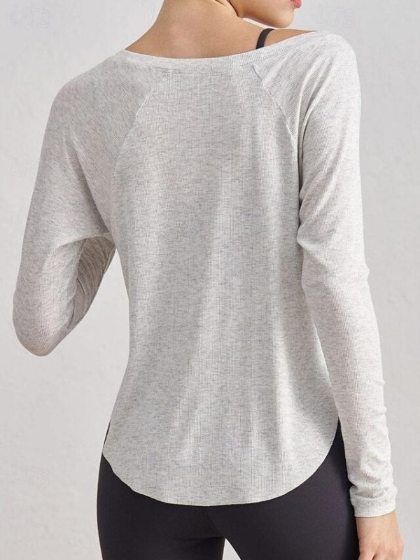Women's Raglan T Shirt Sports T-Shirt Knit Tee Textured - Image 2