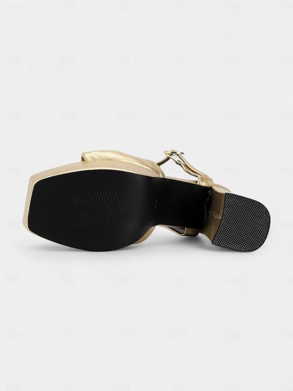 Sandals High Chunky Platform Heel Block Women's - Gold - Image 7