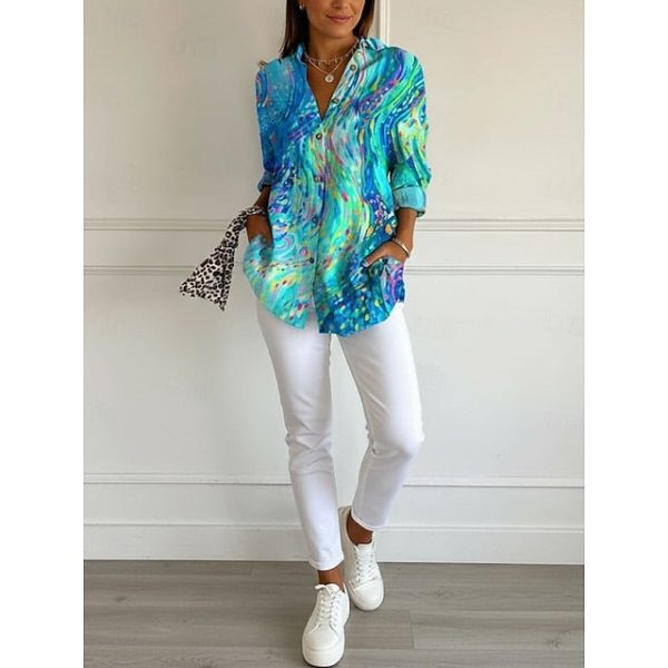 Women's Hawaiian Shirts Flowy Tops Vintage Casual Graphic - Image 3