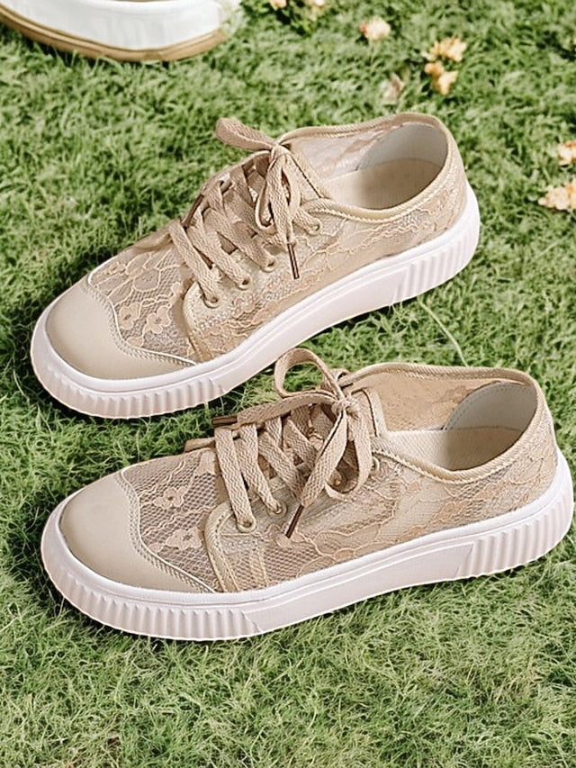 Casual Sneakers Floral Wedding Women Shoes Lace for Bridal - Image 5