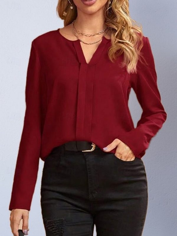 Women's Shirt Satin Shirt Casual Shirt Plain Vintage - Image 15