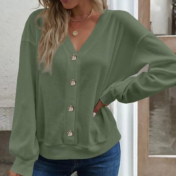Women's Casual Shirt Button Up Shirt Blouse Patchwork - Image 4