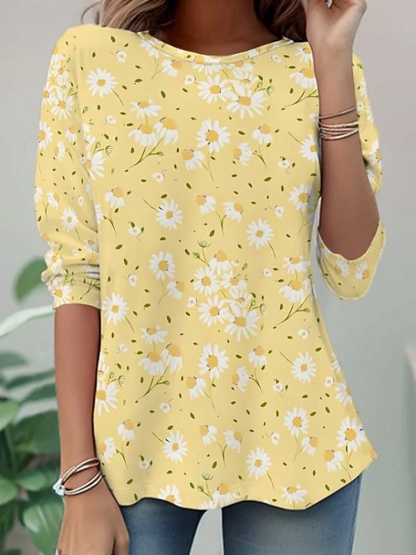 Women's T Shirt Print Floral Graphic Plants Fashion Stylish - Image 2