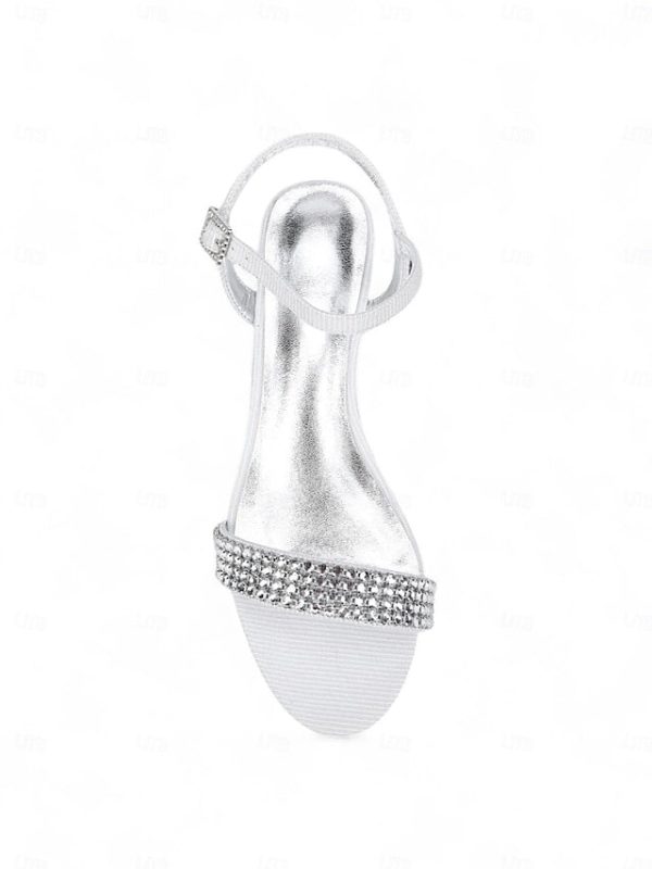 Rhinestone Sandals Toe Open Champagne Wedge Women's - - Image 7