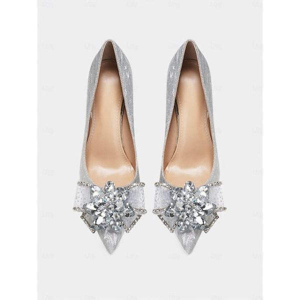Silver Glitter Sparkling Heels Women Wedding for High Shoes - Image 5