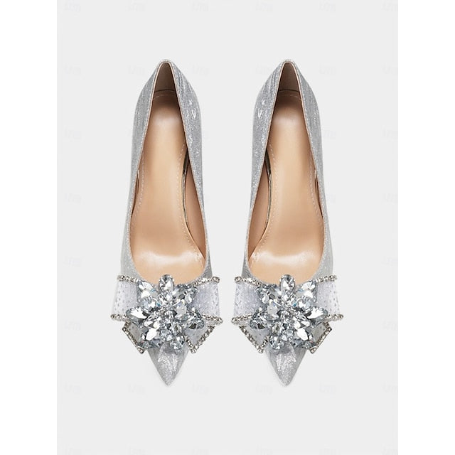 Silver Glitter Sparkling Heels Women Wedding for High Shoes - Image 5