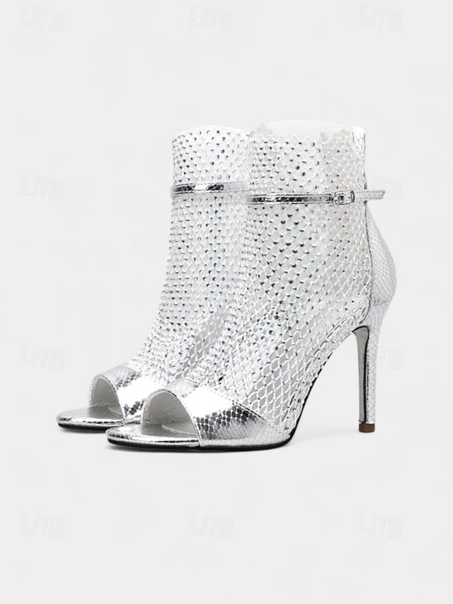 Glitter Stiletto Open-Toe Sandals Women