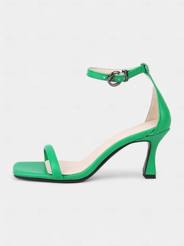 Strap - Sleek Ankle Minimalist Green for Women Sandals Mid-Heel - Image 7