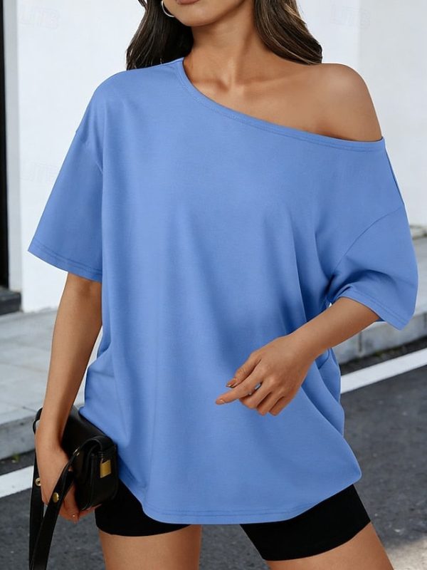 Women's T Shirt Solid Color Stylish Casual Short Sleeve - Image 4